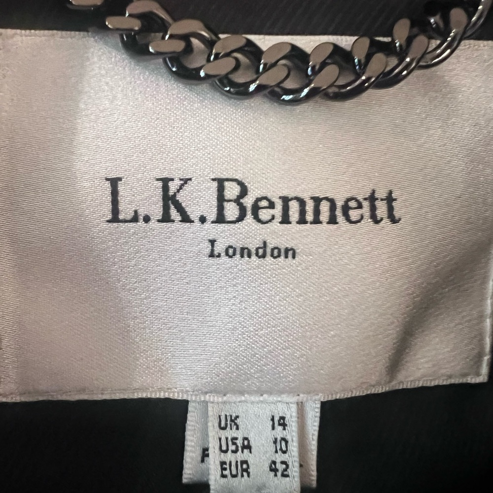 LK Bennett Black and White Plaid Trench Coat - Picture 11 of 12